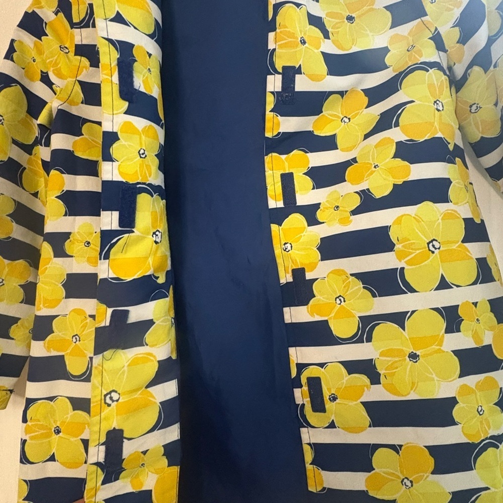 Gymboree Navy and Yellow Floral Raincoat - Picture 2 of 5